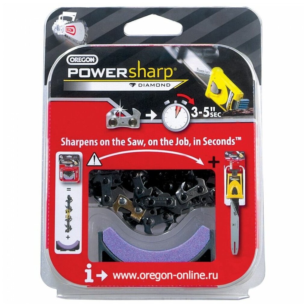 Набор цепь OREGON PowerSharp 3/8 1.3 52 зв. + заточной камень арт. PS52E