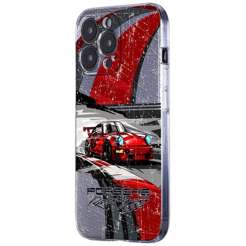 Силиконовый чехол с защитой камеры Mcover на Apple iPhone 13 Pro Max с рисунком Автомобиль Porsche 911 силиконовый чехол mcover для apple iphone x с рисунком автомобиль porsche 911
