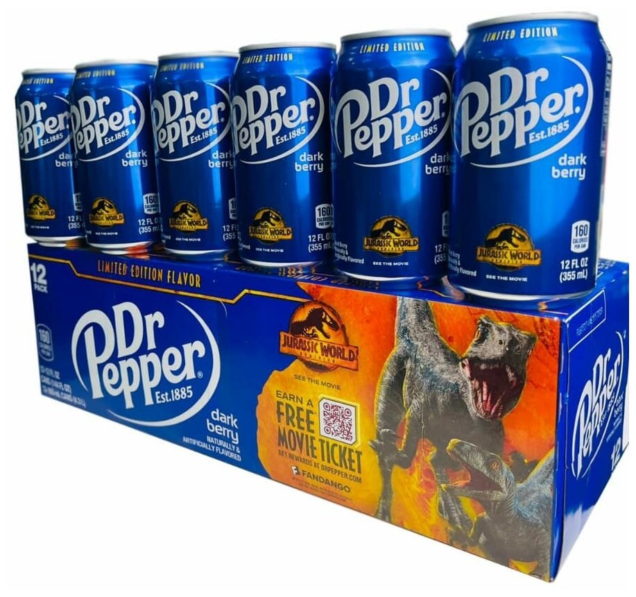 Doctor Pepper Dark Berry Jurassic World - CША - 0.355 л. - 6 шт. Dr.Pepper - фотография № 3