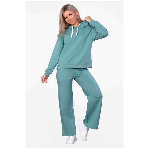 фото Женский спортивный костюм (худи/толстовка + брюки) цвета ментол, размер 48 натали