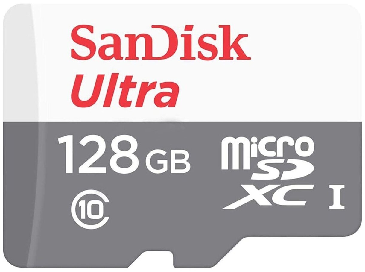 Карта памяти SanDisk Ultra microSDXC Class 10 UHS-I 100MB/s 128 GB, чтение: 100 MB/s, запись: 10 MB/s