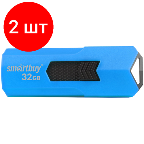 Комплект 2 шт, Память Smart Buy Stream 32GB, USB 2.0 Flash Drive, синий smart buy накопитель smartbuy m 2 ssd 512gb stream p16 sbssd512 stp16 m2p4 nvme pcie4