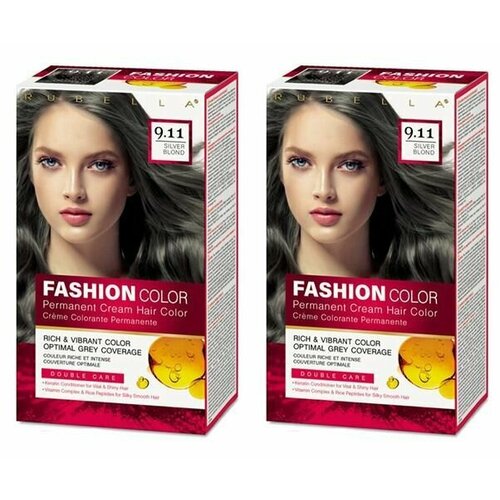 RuBella Краска для волос Fashion Color, тон 9.11 Silver Blond, 50/50/15 мл, 2 уп