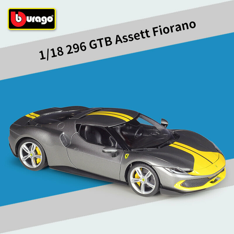Модель автомобиля Bimeigao Assetto Fiorano 296GTB, 1:18, имитация сплава, серебристо-серая
