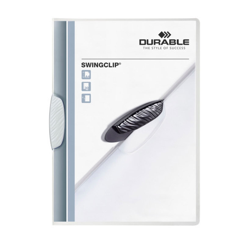 Папка архивная Durable SWINGCLIP, боковой прижимной механизм, полипропилен, (21 × 29.7 см), до 30 листов, цвет белый,1 шт.