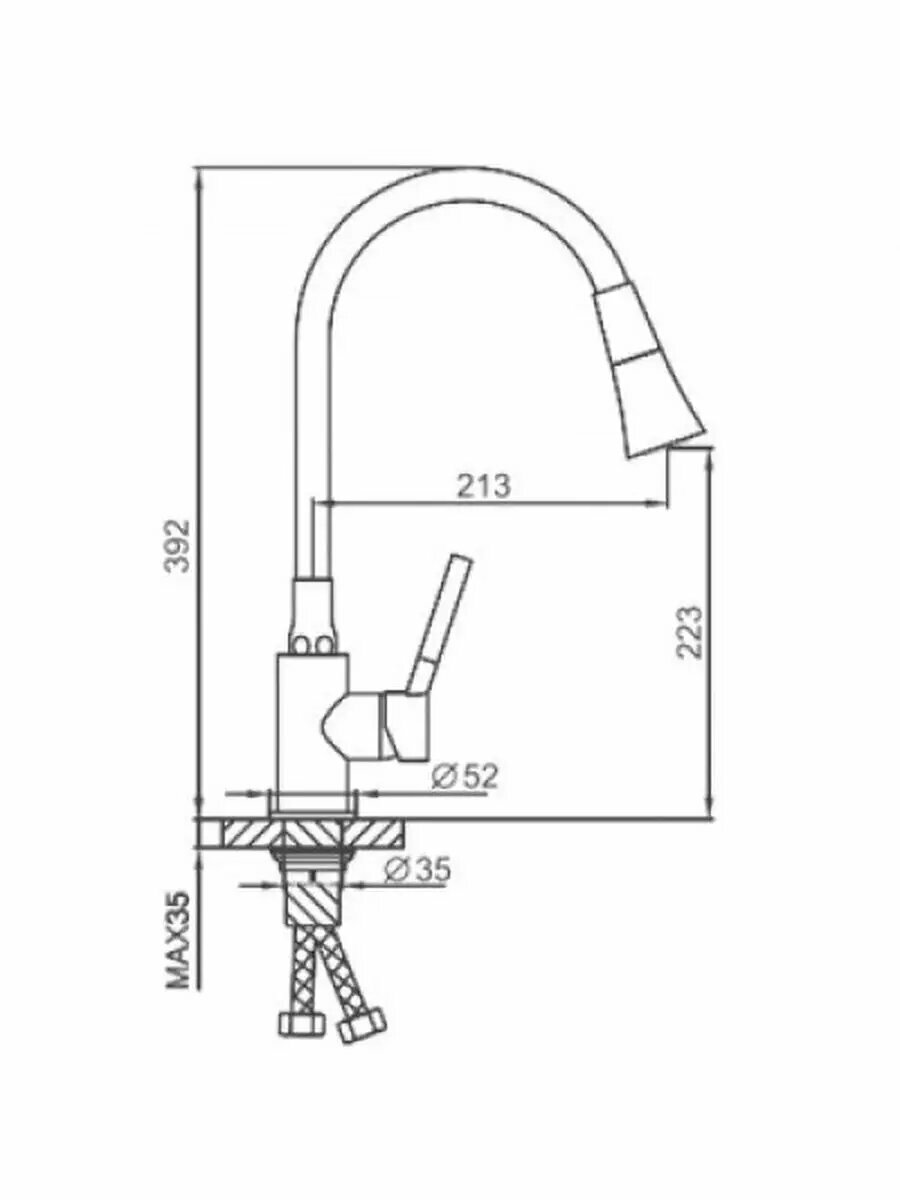 Смеситель Frap F4044 для кухни, с аэратором, поворотный, гибкий излив, латунь — фото 1