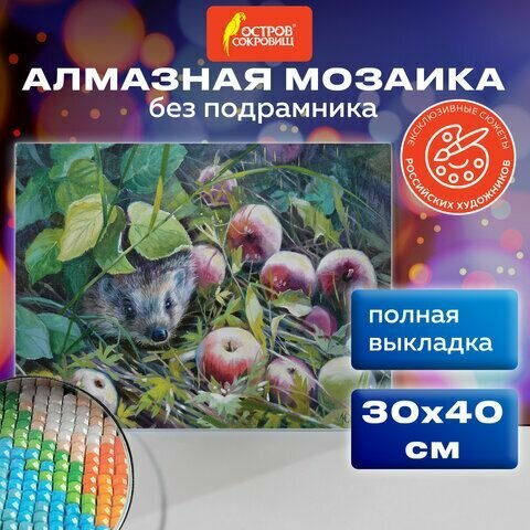 Картина стразами (алмазная мозаика) 30х40 см, остров сокровищ «Ёжик», без подрамника, 662564