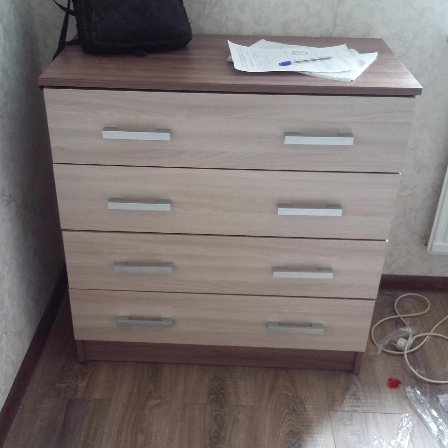 Комод ЭРА К800, 4 ящика, ЛДСП, 80 х 83 х 44 см, ясень шимо темный/светлый ПЭ1037 — фото 1