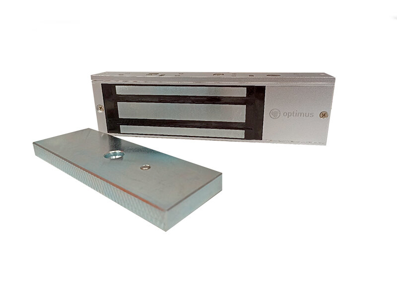 Электромагнитный замок Optimus EMG-500-S усилие удержания 500 кг, пит. 12В DC 0.57А серебристый