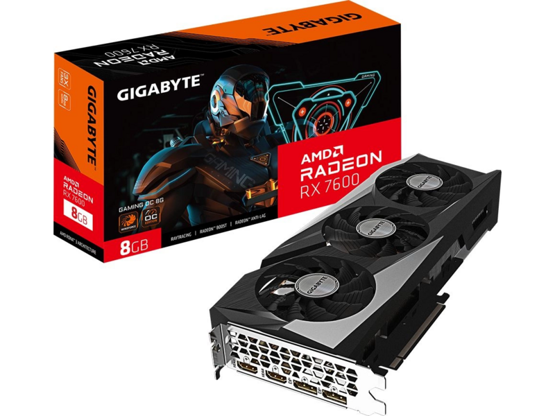 Видеокарта видеокарта/ VGA GIGABYTE AMD RADEON RX 7600 GAMING OC 8G 8GB, GDDR6/128-bit, PCIe 4.0, 2xHDMI 2.1a, 2xDP, 2.5-slot