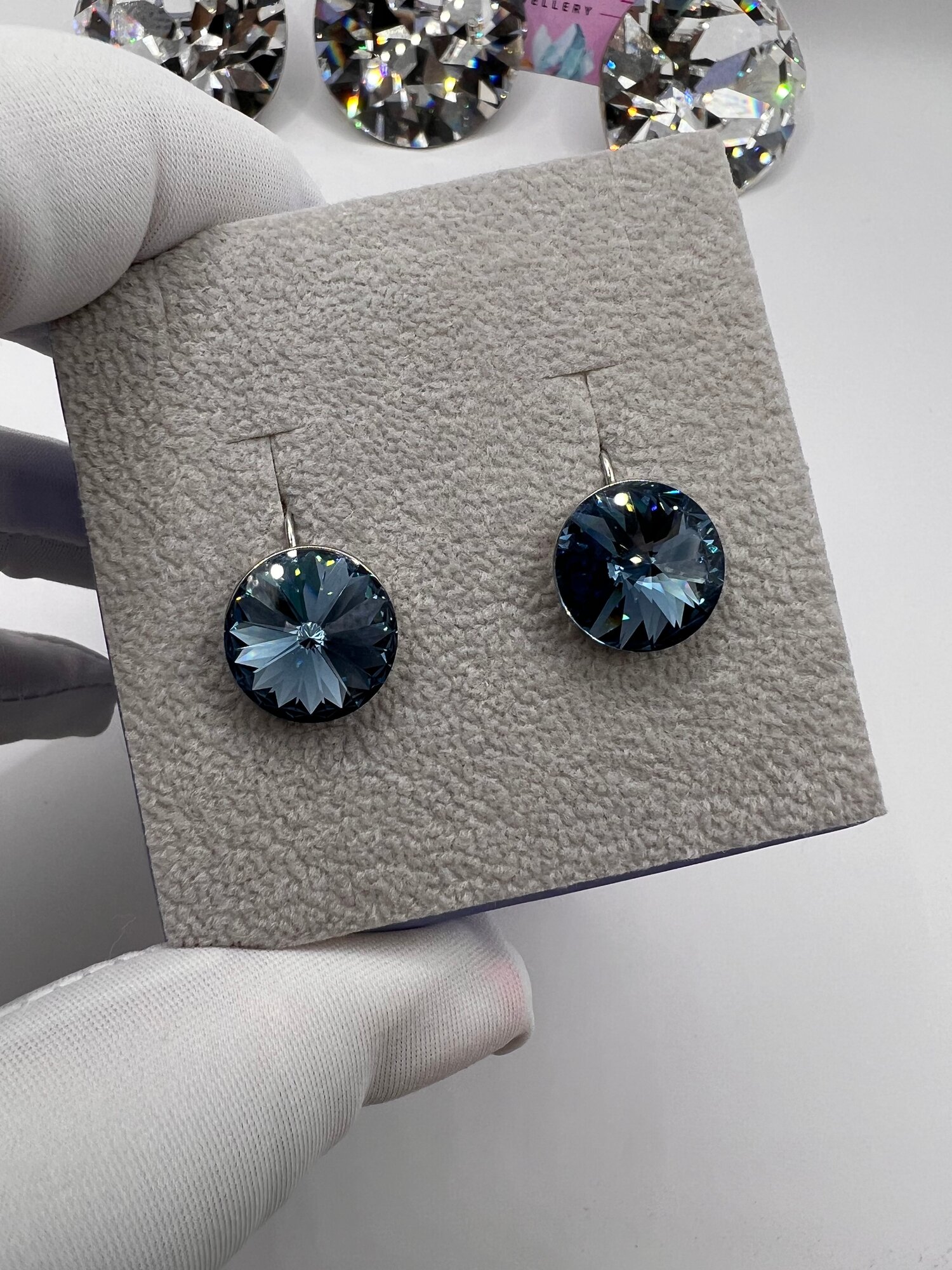 Серьги одиночные, кристаллы Swarovski