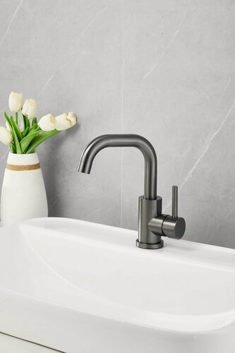 Изображение товара Смеситель для раковины нержавеющая сталь, кран для умывальника серый B10810-3 BELZ