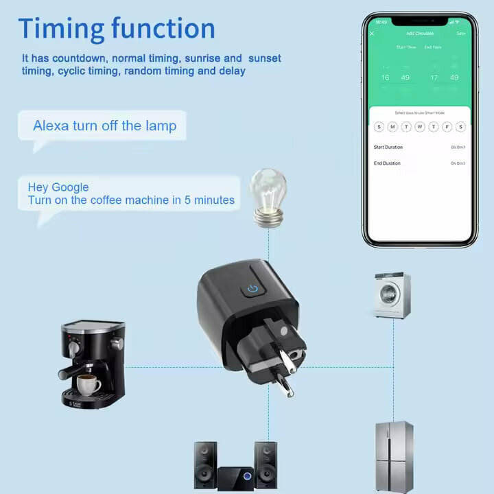 Умная Wi-Fi розетка с таймером и мониторингом энергии, совместимая с Tuya Smart, черная — фото 1