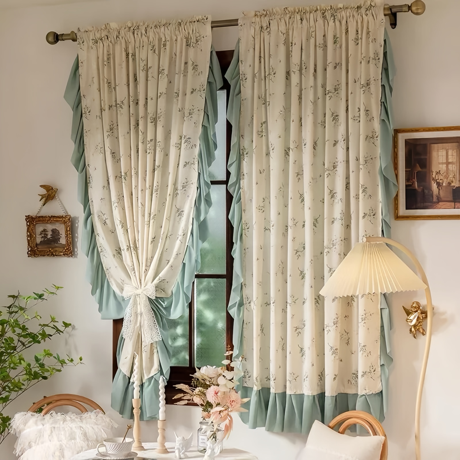 Хлопковые занавески с кружевом 1 Piece 1 PC W115 X H200 CM Rod Pocket