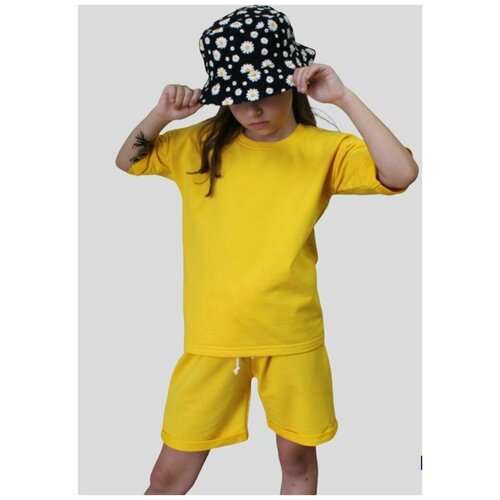Комплект одежды SET, футболка и шорты, повседневный стиль, размер 98/104, желтый