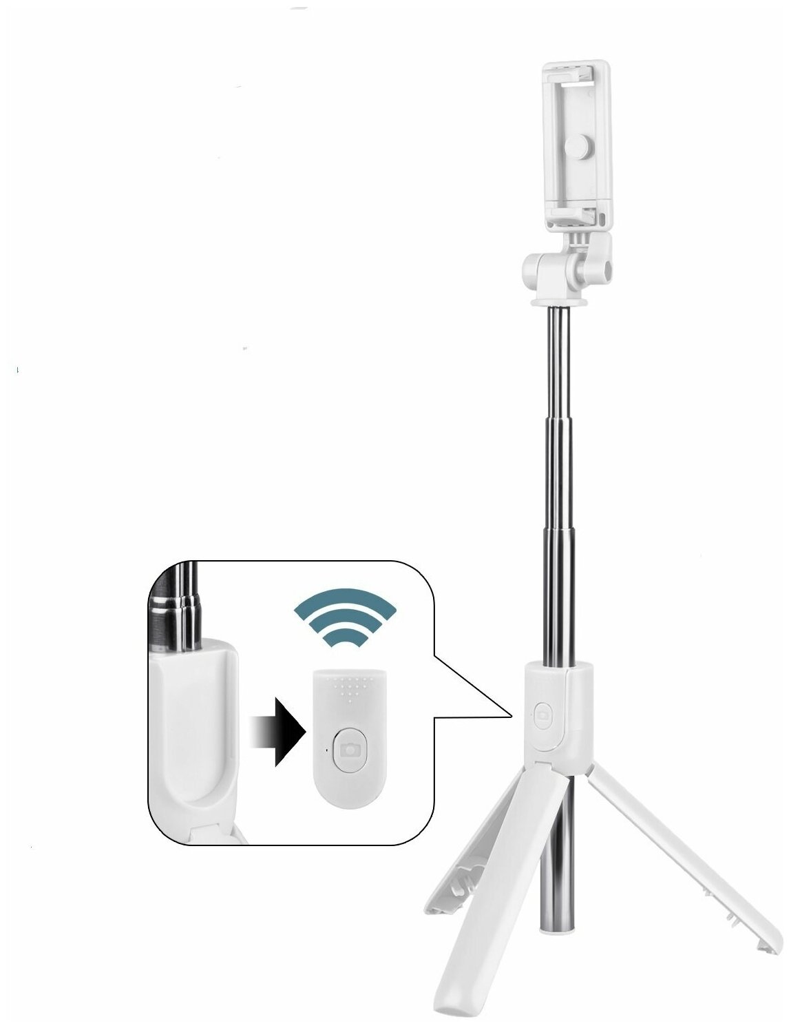 Монопод-трипод с блютуз пультом R1S ISA белый