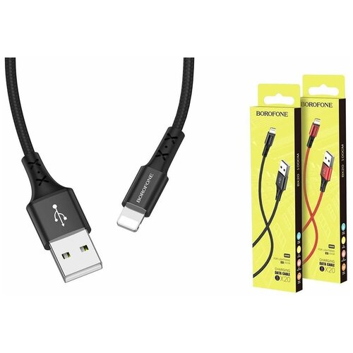 Дата-кабель Borofone BX20 USB-Lightning, 1 м, черный кабель borofone bx17 enjoy usb lightning только для зарядки 1 м 1 шт черный