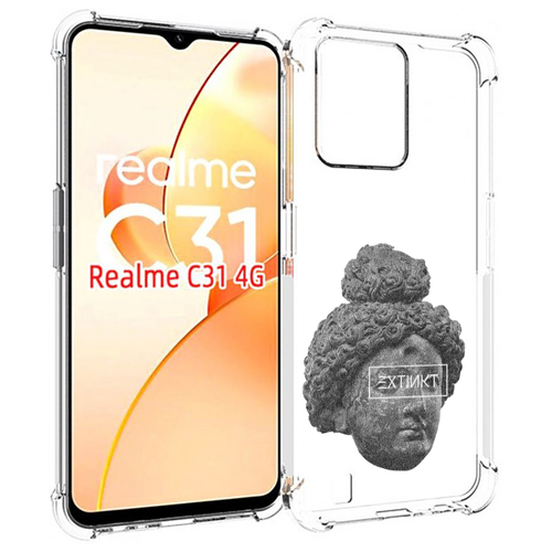 Чехол MyPads каменное лицо девушки для OPPO Realme C31 задняя-панель-накладка-бампер