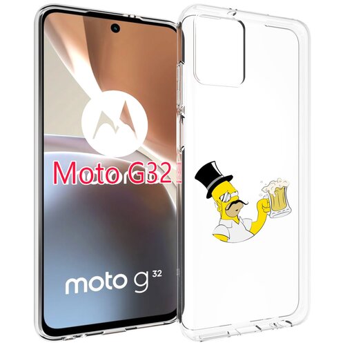 Чехол MyPads гомер-с-напитком для Motorola Moto G32 задняя-панель-накладка-бампер