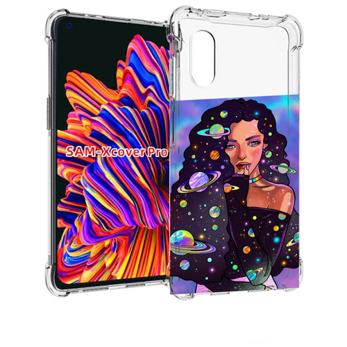 Чехол MyPads девушка-с-планетами-в-волосах женский для Samsung Galaxy Xcover Pro 1 задняя-панель-накладка-бампер