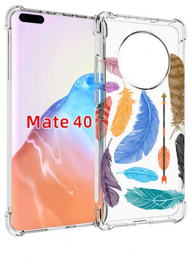 Чехол MyPads разноцветные перья для Huawei Mate 40 / Mate 40E задняя-панель-накладка-бампер