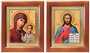 Венчальная пара "Спаситель-Казанская" (лики №128-129), две иконы в рамках