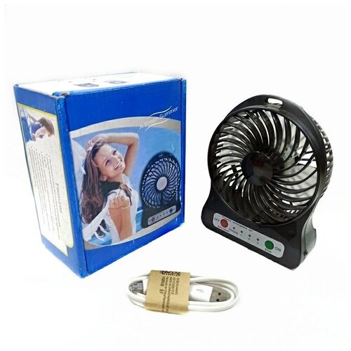 Вентилятор настольный на аккумуляторе F002 Usb Чёрный 11414см 69900₽