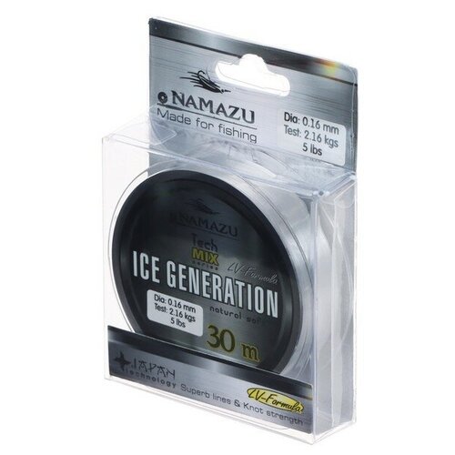 флюорокарбоновая леска salmo ice soft fluorocarbon d 0 37 мм 30 м 9 84 кг прозрачный 1 шт Леска Namazu Ice Generation, L-30 м, d-0.16 мм, test-2.16 кг, прозрачная