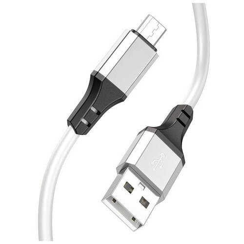 Кабель для зарядки Micro USB огнестойкий силиконовый белый кабель usb type c borofone bx83 famous 1 0м 3 0а цвет белый