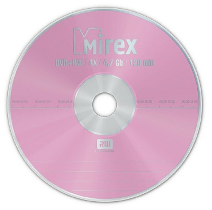 Диск DVD+RW Mirex 4,7GB, 4x, комплект 10шт, Cake Box (UL130022A4L)