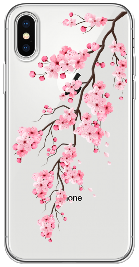 Силиконовый чехол на Apple iPhone XS Max / Айфон XS Max Розовая сакура, прозрачный