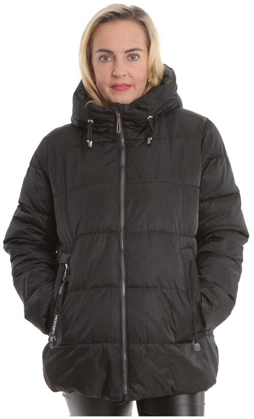 Куртка  MODTEX, женская зимняя, средней длины, силуэт свободный, для беременных, ветрозащитная, размер 56, черный
