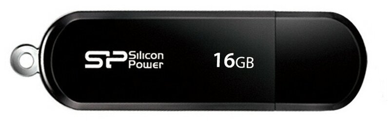 Комплект 50 штук, Флеш-память Silicon Power LuxMini 322, 16Gb, USB 2.0, чер, SP016GBUF2322V1K