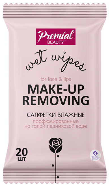 Влажные салфетки для снятия макияжа Premial Beauty For Face&Lips 20 шт