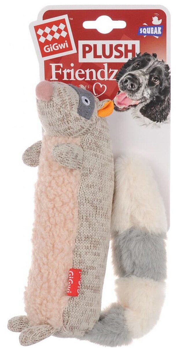 Игрушка для собак GIGWI Plush Friendz Белка с большой пищалкой, серый (17см)