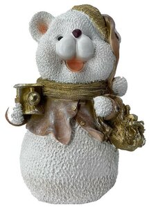 Фото Новогодняя фигурка, статуэтка из полистоуна 'Мишка с мешком подарков 24x27x39 см'.