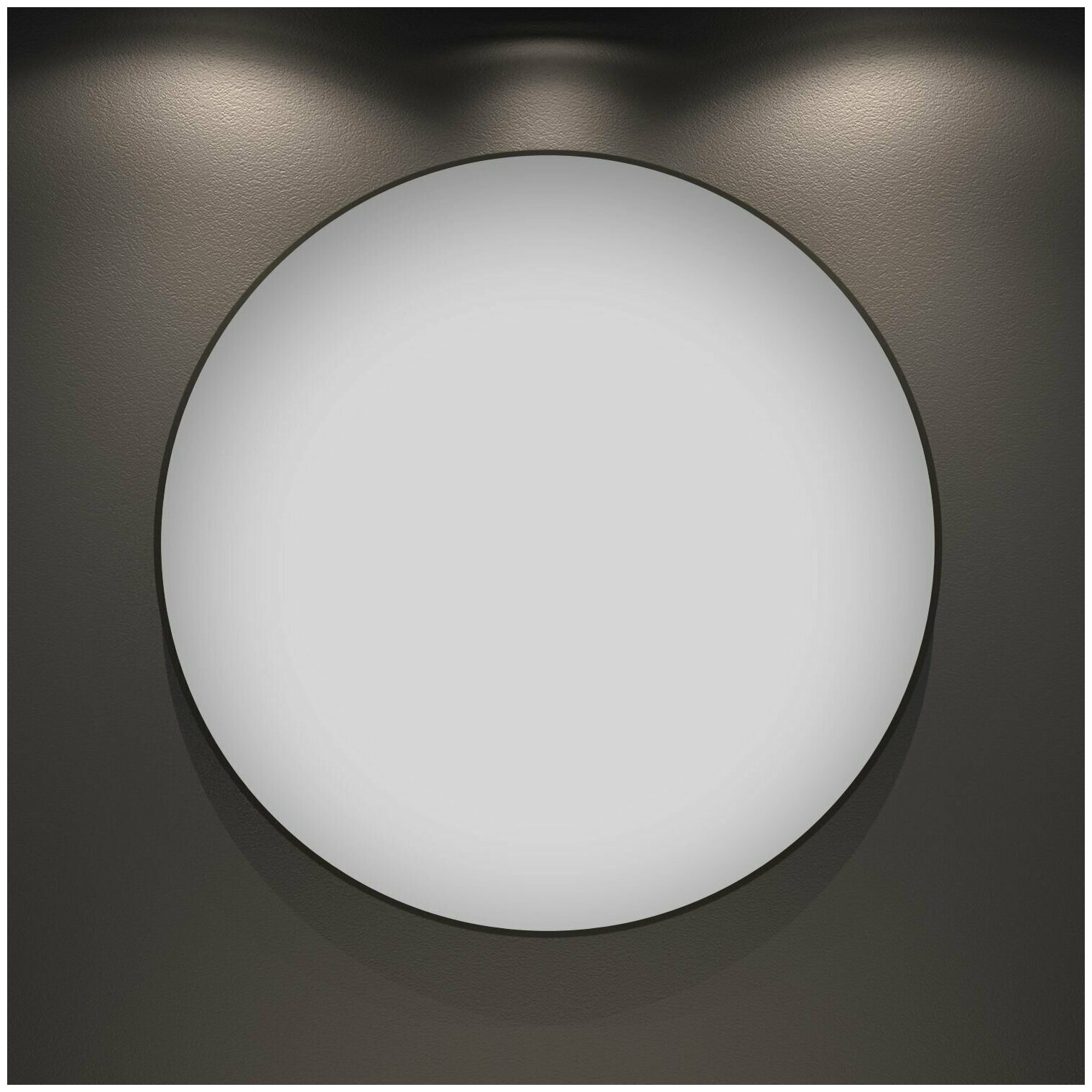 Настенное зеркало в ванную Wellsee 7 Rays' Spectrum 172200070 : влагостойкое круглое зеркало 85 см с черным матовым контуром
