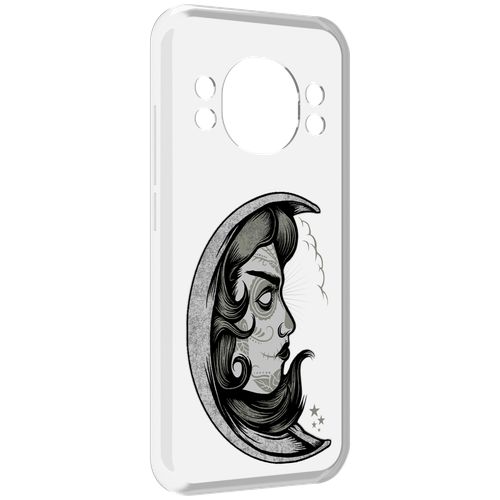 Чехол MyPads черно белая луна с лицом для Doogee S98 / S98 Pro задняя-панель-накладка-бампер