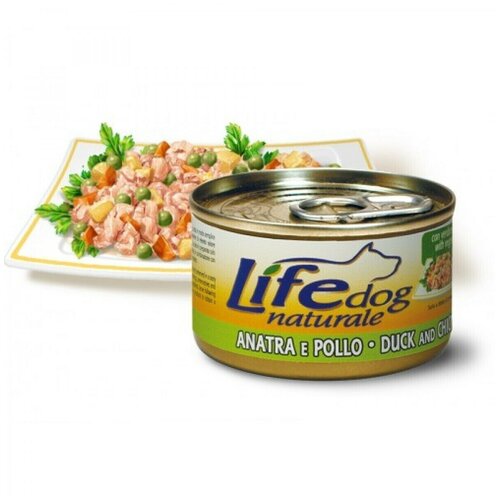 Lifedog duck chicken Деликатес для собак УткаКурица в соусе банка 90гр 124 (8 шт)