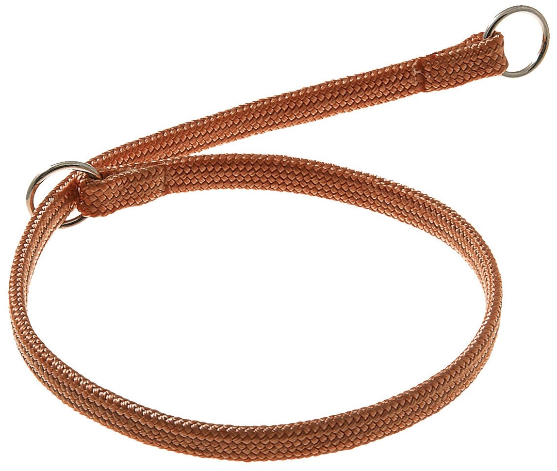Ошейник удавка для собак V.I.Pet с 2-я кольцами (лента-чулок) 7 мм, 40 см, светло-коричневый