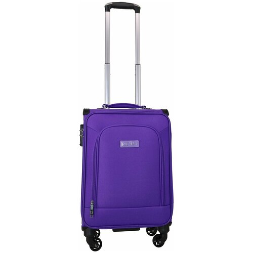 фото Чемодан рион+ (rion+) r454, ткань, 55 см, 38 литра, 4 колеса, s (до 55 см), ручная кладь, супер-легкий, 2,4кг, фиолетовый