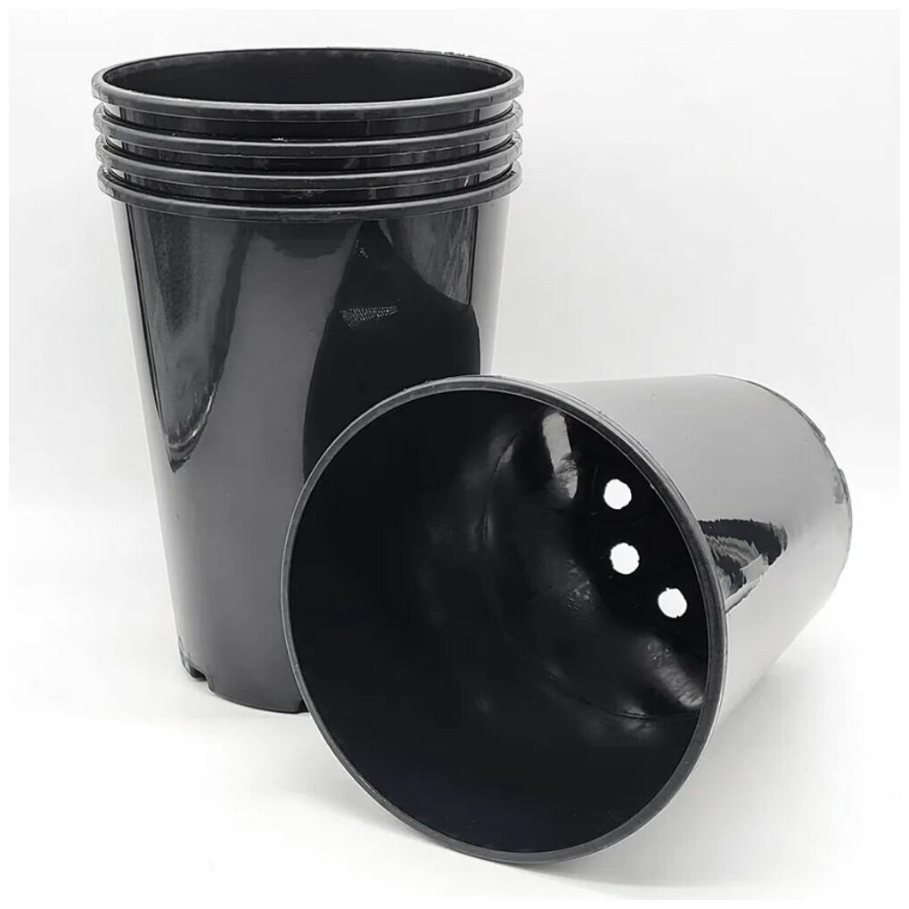 фото Горшок для рассады d14см h18см удлиненный 2л, цвет черный (комплект 5шт)