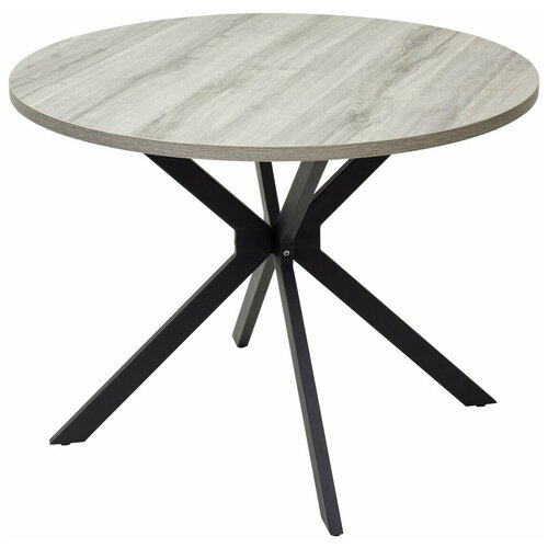 Стол Мебель России Стол вега D100 Дуб Шерман серый / черный каркас 1 шт / 2 кор М-City, ЛДСП, Дуб Шерман серый, Металл, Чёрный MC-63318