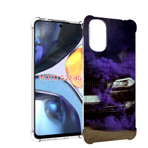 Чехол MyPads бмв-с-фиолетовым-дымом мужской для Motorola Moto G22 4G задняя-панель-накладка-бампер