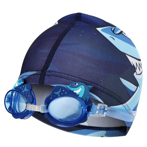 фото Набор для плавания onlytop swim "акула" (очки, шапочка), детский 7445120 .