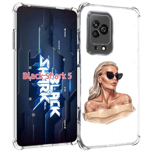 Чехол MyPads блондинка-в-очках женский для Xiaomi Black Shark 5 задняя-панель-накладка-бампер