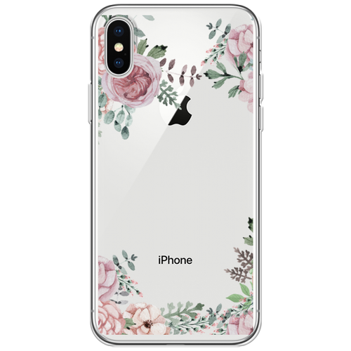 Силиконовый чехол на Apple iPhone XS Max / Айфон XS Max Нежные розы акварель, прозрачный силиконовый чехол на apple iphone xs айфон xs нежные розы акварель прозрачный