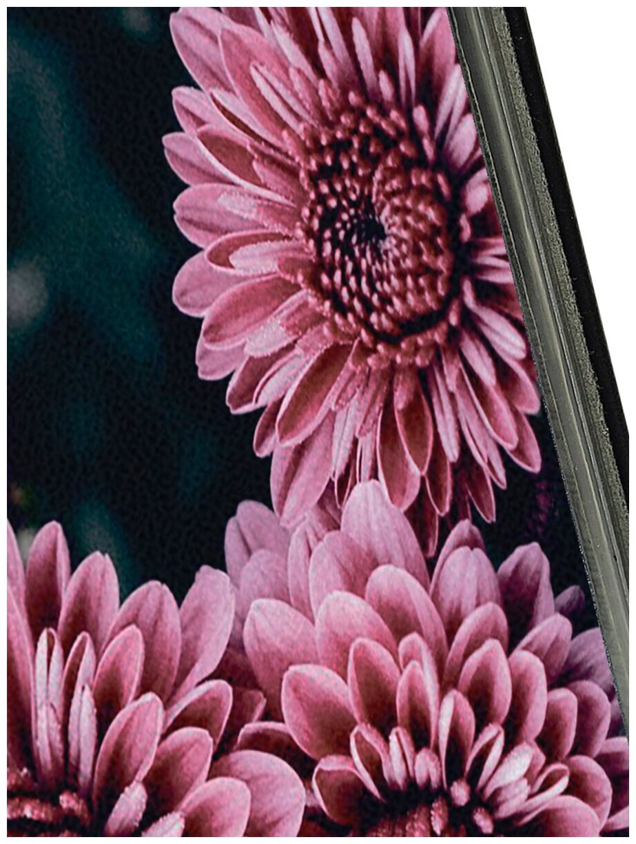 Чехол-книжка на Apple iPhone Xs / X / Эпл Айфон Икс / Икс Эс с рисунком "Нежные розовые астры" черный