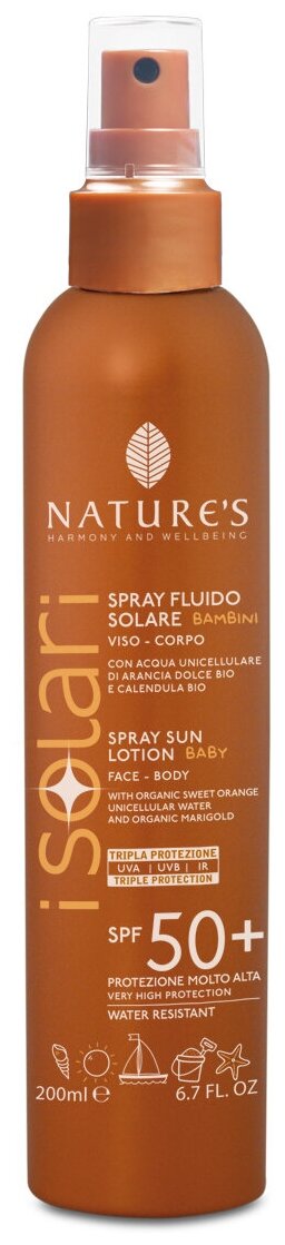 Спрей солнцезащитный для детей iSolari Nature's SPF 50+ , 200мл