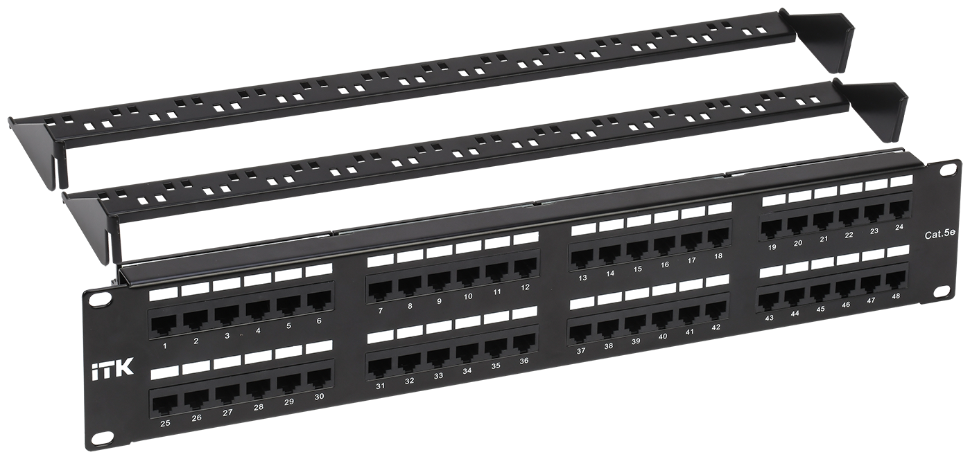 ITK 2U патч-панель кат. 5Е UTP 48 портов (Dual) с каб. орг-м, IEK PP48-2UC5EU-D05-1 (1 шт.)